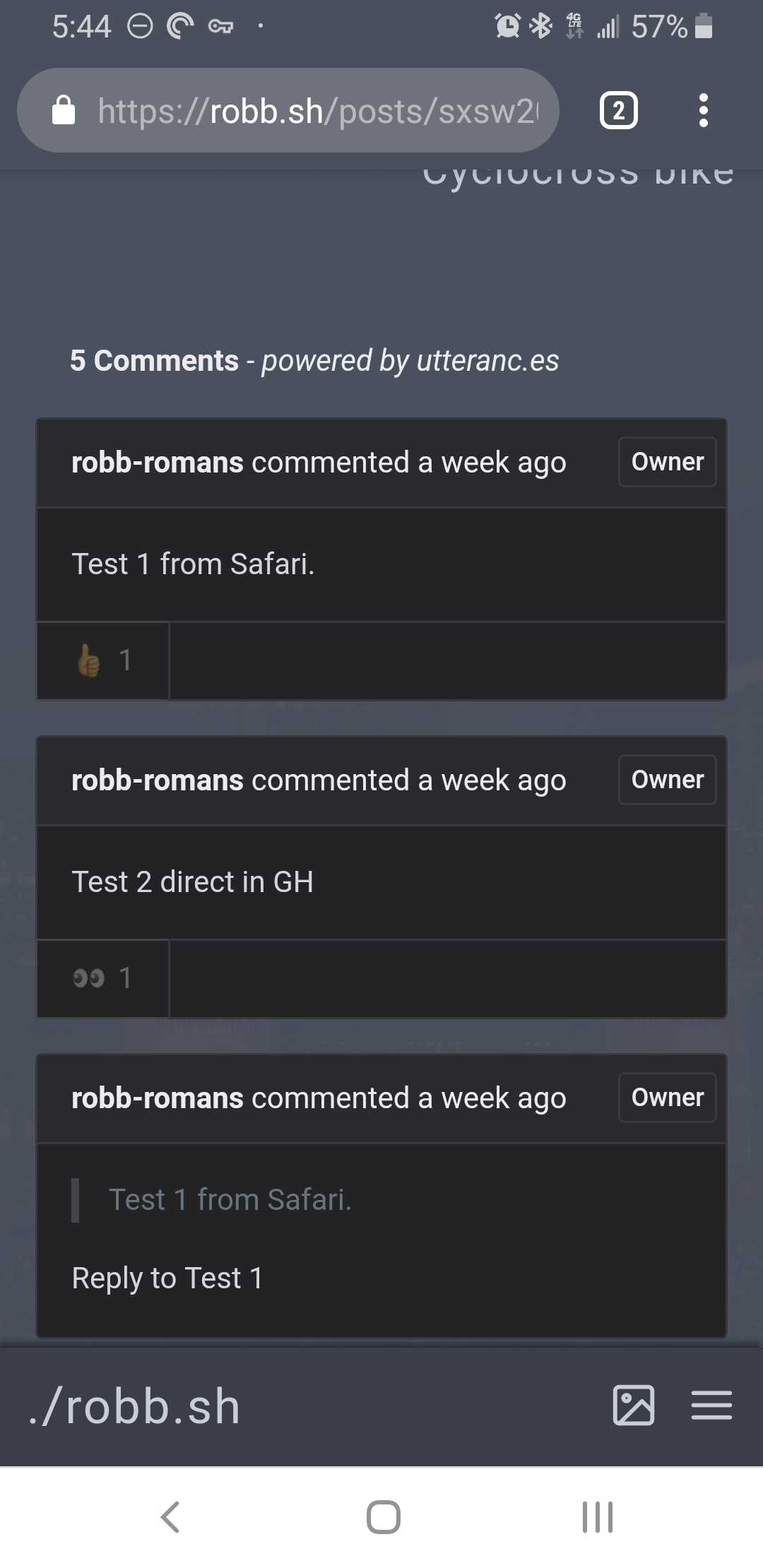 Comments on mobile browser